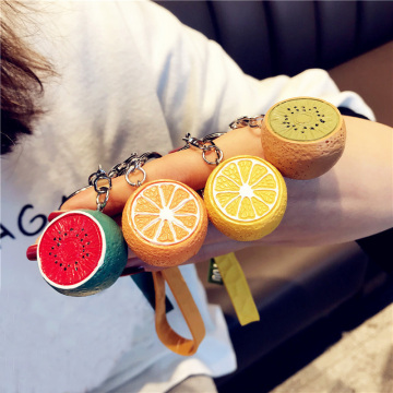 Fresh Fruit Keychain PVC 3D Kiwi Lemon Orange Watermelon Keychains Summer Women Men Car Keyring Jewelry Handbag Fashion Trinket