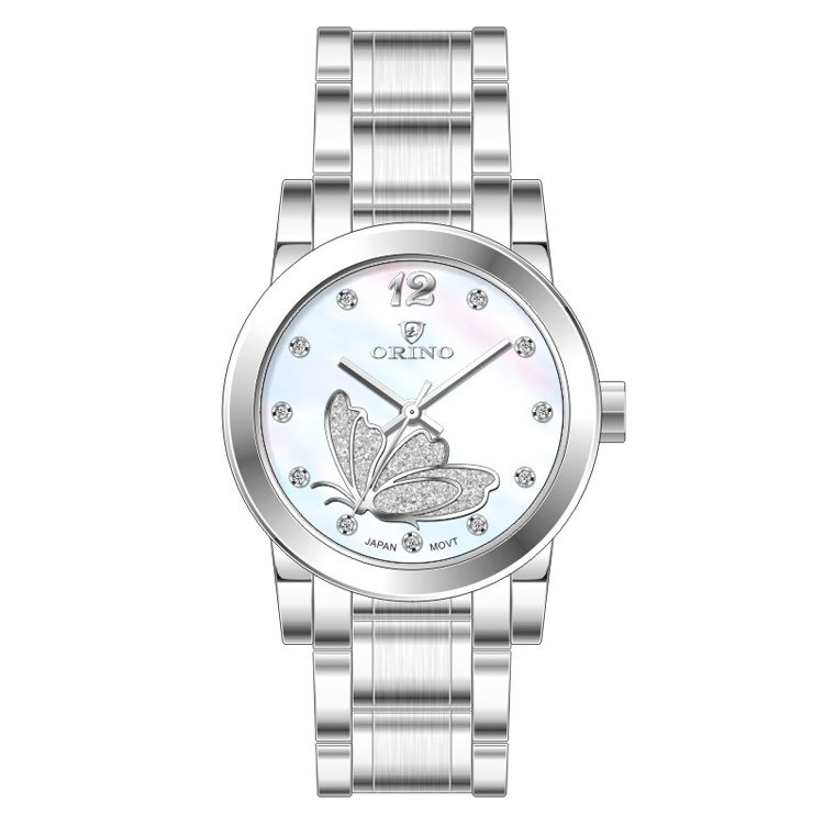 Élégante montre de perle avec motif papillon