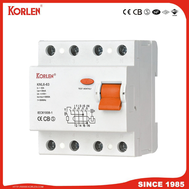 Residual Current Circuit Breaker KNL6-63 10KA CB 2P