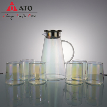 Pichet d&#39;eau en verre transparent avec 6 tasses PCS