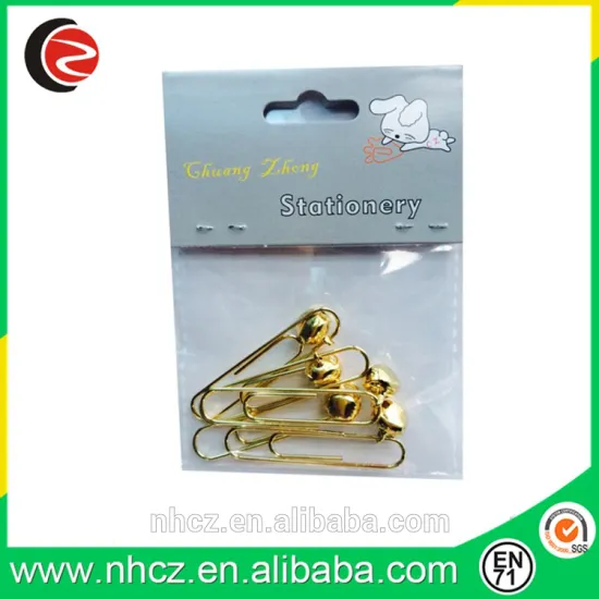 Gold Jingle Bell 50MM Paper Clip in Opp Bag