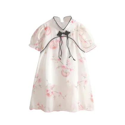 Summer Princess Qipao-Style Dress for Girls