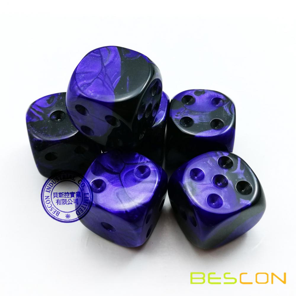 Bescon Non peint à deux tons 16MM jeu de dés avec plat 6 côté, 2 couleurs assorties ensemble de 12pcs, Gemini Cube