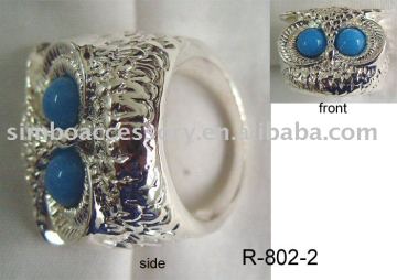 fashion metal turquoise animal jewelry owl ring