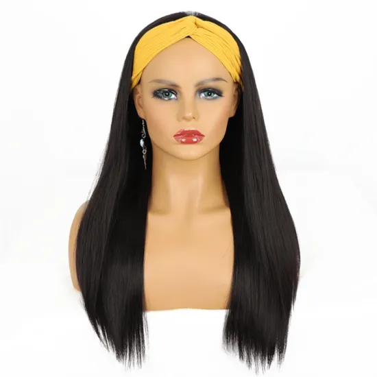 Straight High Quality Headband For Black Women Black Fiber Wig Frontal Long Length Afro Heat Resistant Synthetic Hair Wigs