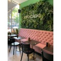 Personalize o restaurante de madeira, cabine de couro verde assentos com conjuntos de mesa para restaurante Cafe