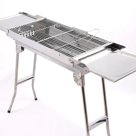 Outdoor Charcoal BBQ Grills with Side Tables - 82x30x55cm