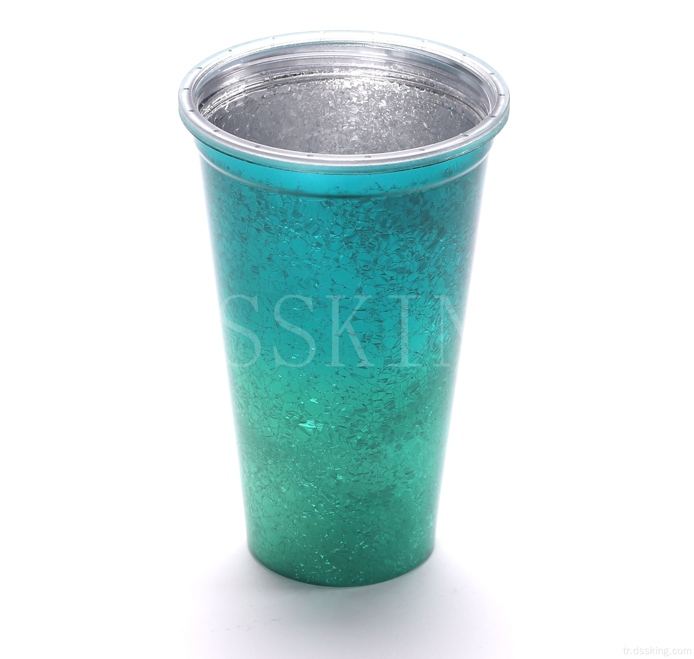 16 oz çift katmanlı kapaklı plastik fincan