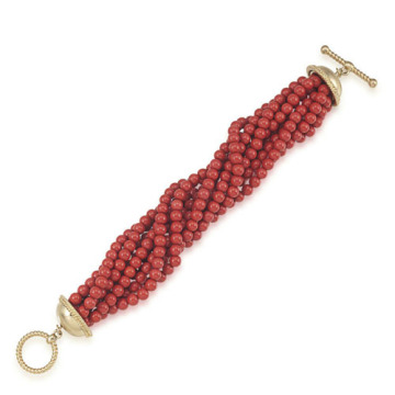 Rosso perline braccialetto oro gemellaggio spiaggiamento Bracciale in oro