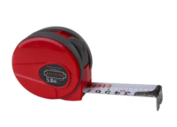 5m/25mm measuring tape red case grey  rubber