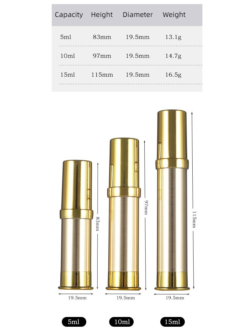 Gold Airless Vacuum Bottles