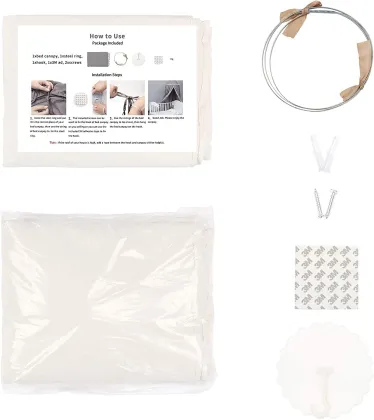 Kids Bed Canopy with Frills Cotton Cover Net for Baby Crib