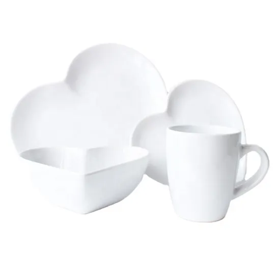New design heart-shaped color glazed dinnerware set