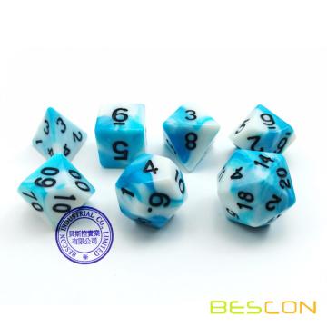 Bescon 6X7 42pcs Polyhedral Dice Set-6 Unique Two-Tone Gemini Polyhedral 7-Die Sets with Pouches for Dungeons and Dragons DND