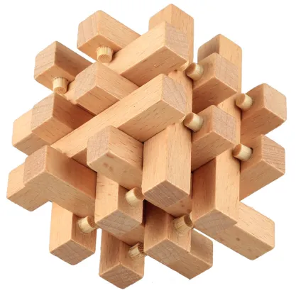Wooden 3D Puzzle Game: Cube Magic Ball - Luban Lock Brain Teaser Toy
