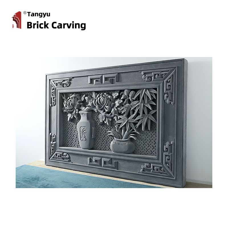 Bamboo and Chrysanthemum Brick Carving