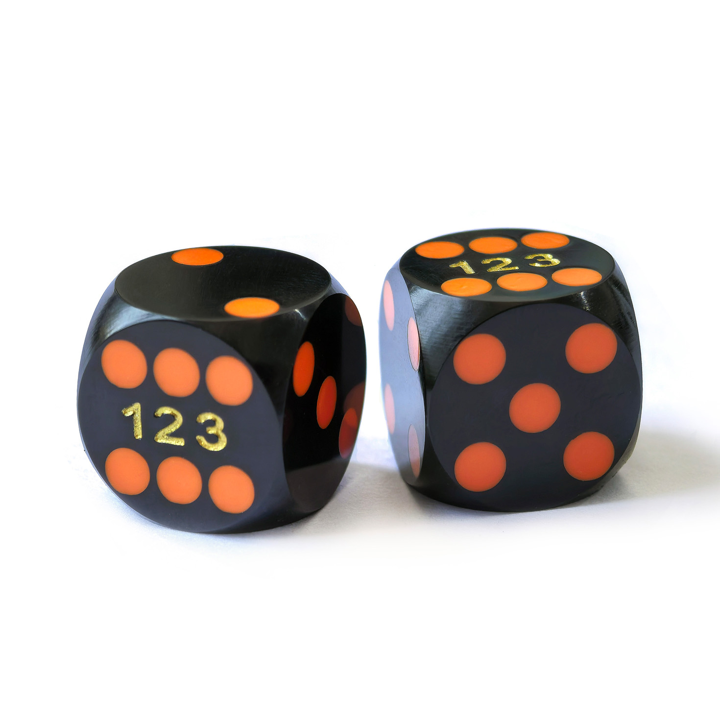 BCD P04004D13: Black Dice with orange dots