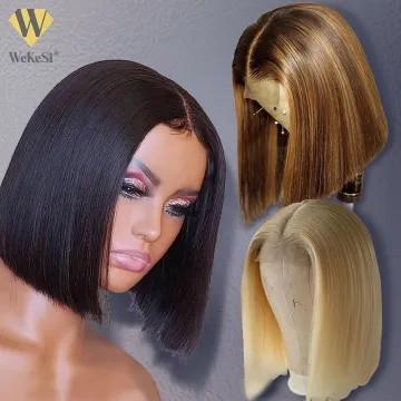WeKeSi Bob Wigs Human Hair Lace Front, Blonde Bob 613 Lace Front Wig Virgin Human Hair,Kinky Curly Short Bob Wig