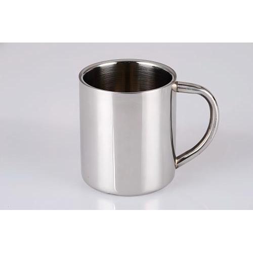 Kaffeetasse aus Metall mit Henkel, einwandig