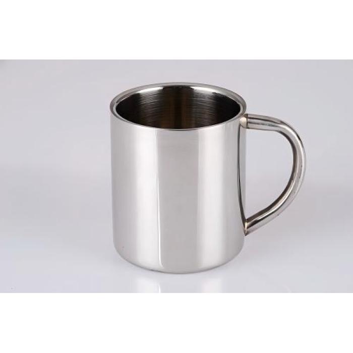 Kaffeetasse aus Metall mit Henkel, einwandig