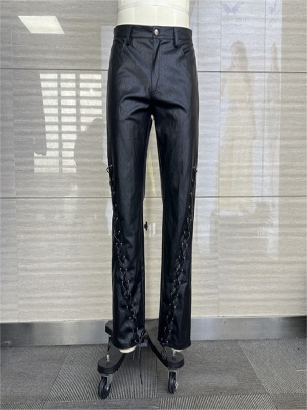 Pantalones de moda negras para hombres de algodón rayón