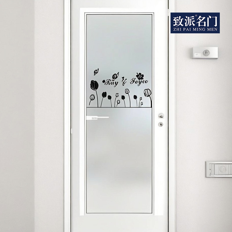 Toilet swing door with simple floral pattern