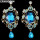 Retro Blue Crystal Drop Earrings For Women