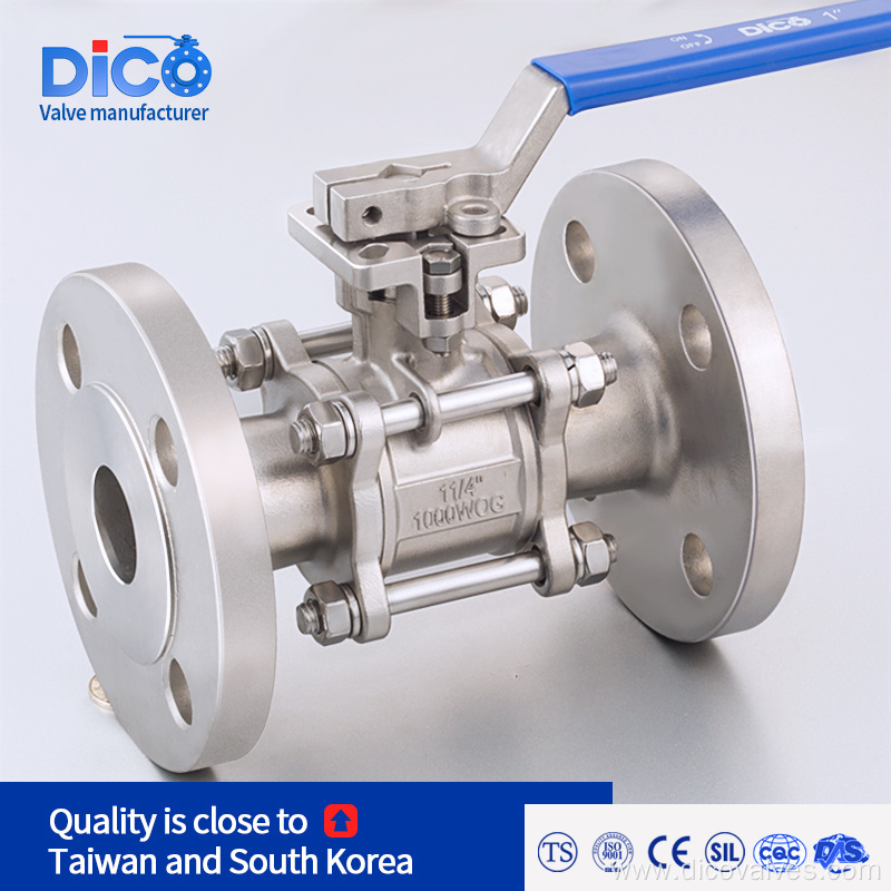 High Platform Stainless Steel 3PC Flange Ball Valve