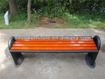 Outdoor backless bench with wood bench slats