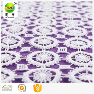 100% polyester white embroidery lace fabric