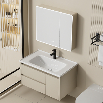 Modern Wall-Mounted Bathroom Vanity Set with Marble Countertop for Hotels
