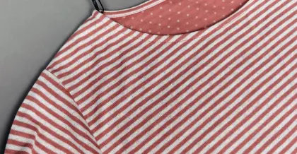 Ladie's double face polyester striped t-shirt