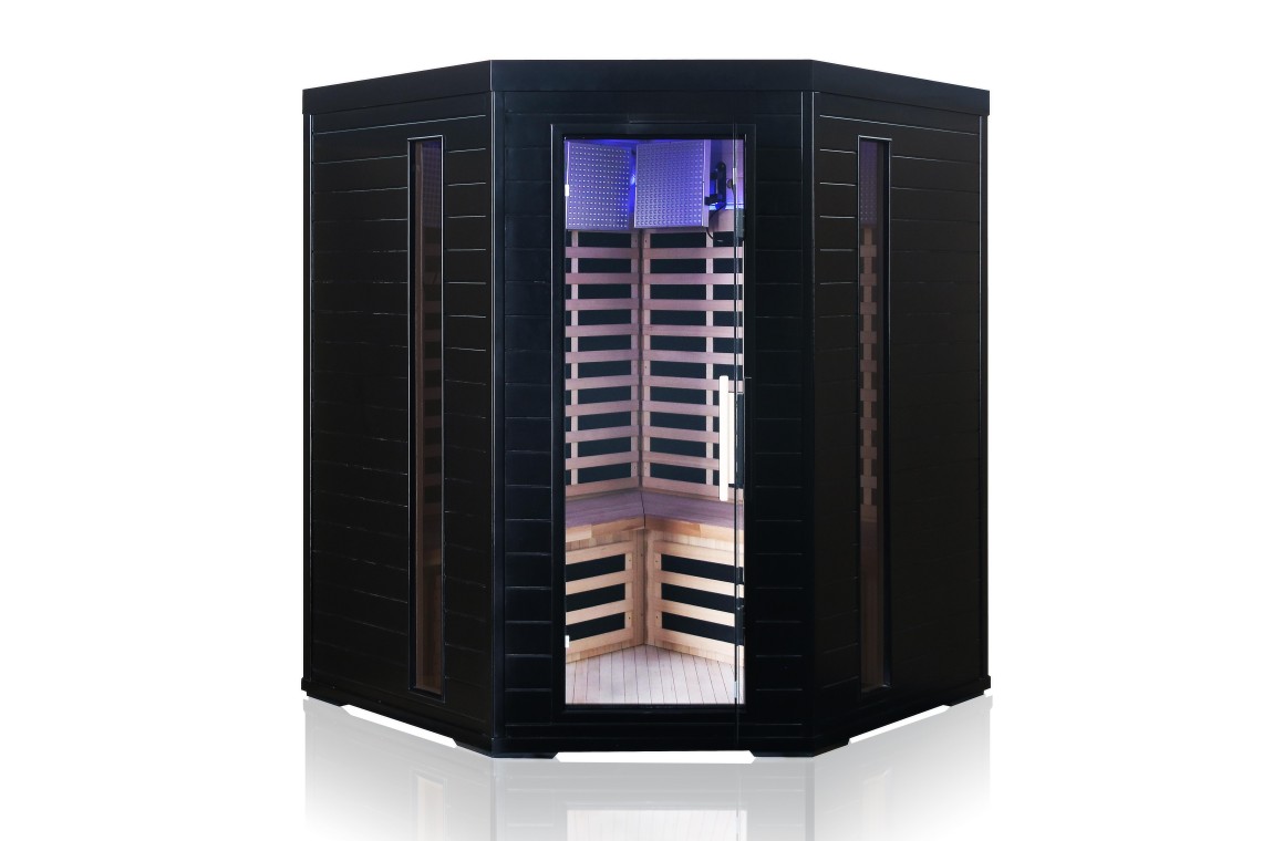 Black Solid Wood Four Person Infrared Sauna Room