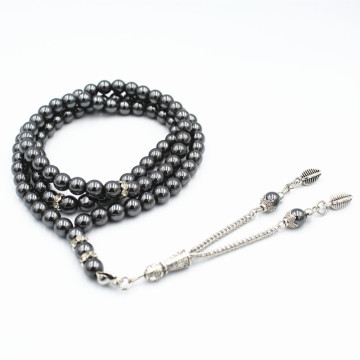 6mm Round Hematite Islamic Prayer Beads: Tasbih Necklace and Meditation Tool