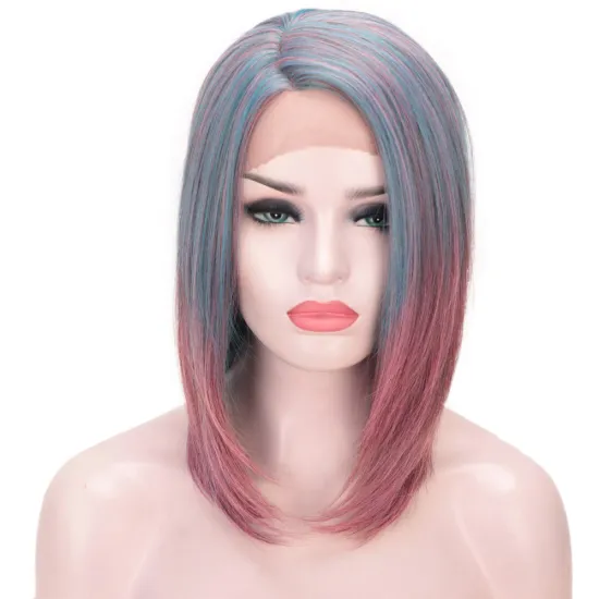Vigorous wholesale cheap mix ombre pink extensions hair and wigs synthetic braiding hair short full wigs lace front cosplay