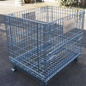 Warehouse Folding Rolling Metal Container Storage Cage