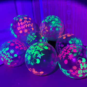 UV Fluorescent Glow Bar Banner and Balloon Decorations for Birthday Parties