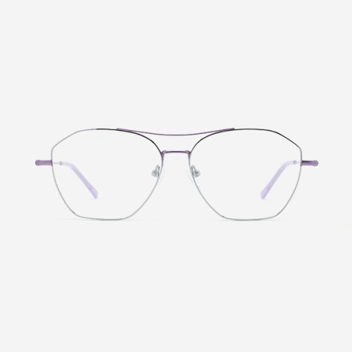 Angular double-bridge Metal Women's Optical Frames