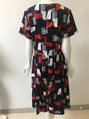 Printed and Jacquard Cotton/Viscose/Spandex S/S Dress