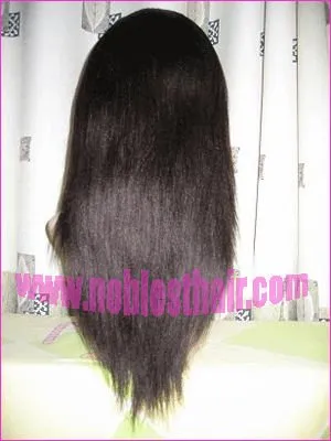 Human hair full lace wig light yaki 18" natural color hot accept paypal