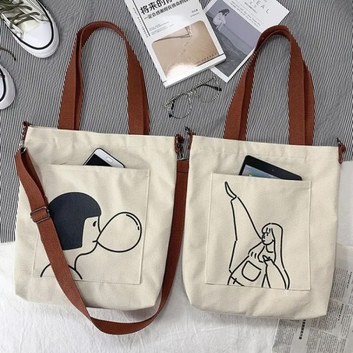 Heavy Canvas Zippered Shopping Tote Bags