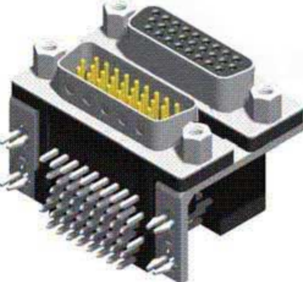 D-SUB Dual Port Right Angle 15PTO15P (stamped pin)