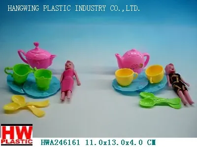 toy TEA SET AND DOLL