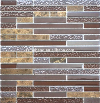 MBW4037 China manufacture hot sale frosted random stone mixed glass tile pattern mosaic