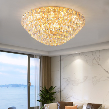 Lampade a soffitto a LED di lusso dorato - Moderna forma rotonda con base in metallo per soggiorni e hotel a più piani
