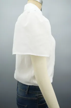New Design Women Fashion Detachable Sleeves White Shirt
