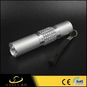 SS-AA01 AA Battery Power LED Keychain Torch Shiny Flashlight With Sequins