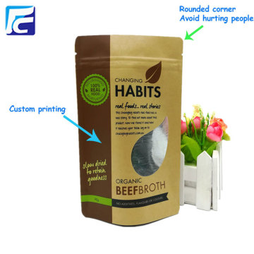 Ziplock kraft paper bag food packaging with window