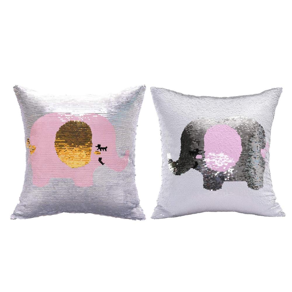 Elephant Reversible Sequin Pillow 1 Elephant Reversible Sequin Pillow 1