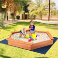 Sandpit sin fondo de madera hexágono para niños en patio trasero